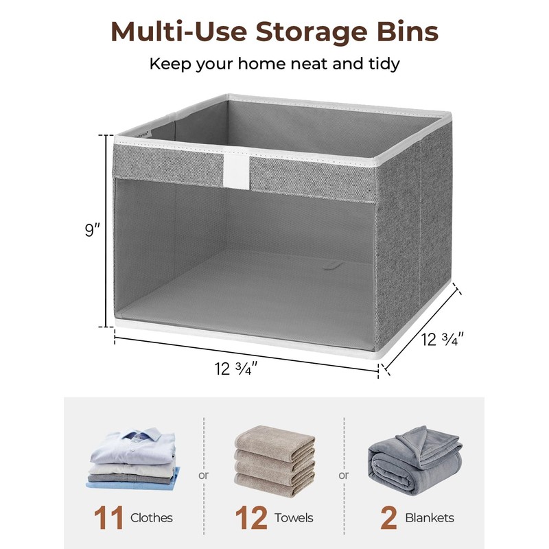 StorageWorks Closet Storage Bins, Large Storage Baskets with Clear Window