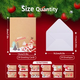 Hianjoo Pack of 24 Christmas Cards with Envelope Set, Cards Christmas Greeting Cards, Folding Cards Christmas Greeting Cards Set - Cowhide Style