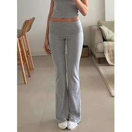 ZFLM Wide Leg Pants Women's Sports Yoga Pants High Waisted Pants Fashionable Loose Flared Pants Heather Grey