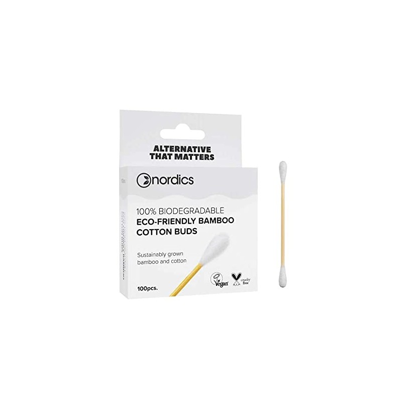 Nordics Organic Care Organic Cosmetic Sticks Bamboo with Organic Cotton