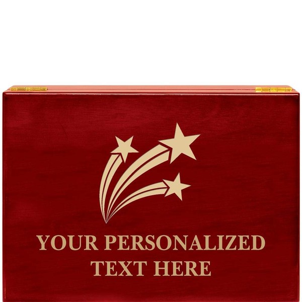 Crown Awards Shooting Stars Rosewood Humidor Gift, Customize with Your