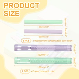 PATIKIL 8pcs Erasers, Sliding Elastic Eraser Push-Pull Cute Pencil Eraser Soft Large Plastic Sleeve for Sketching, Painting, Artist, Teacher Pencils, Purple Green TPE
