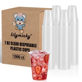 Lilymicky [1000 Pack] 7 oz Clear Plastic Cups, Disposable Drinking Cups, 7 Ounce Plastic Party Cups for Birthday Parties, Picnics, Ceremonies, and any Events