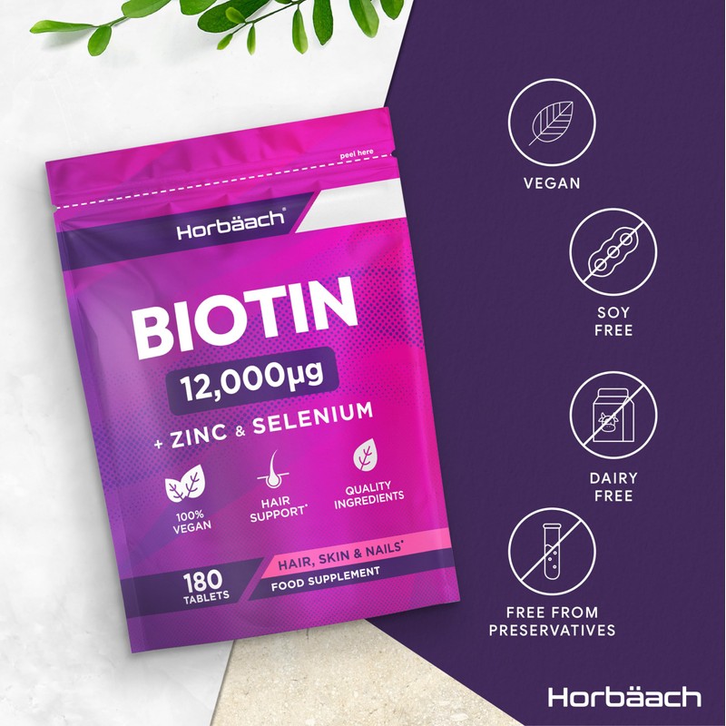 Biotin Tablets 12000ug | 180 Count | High Strength Complex