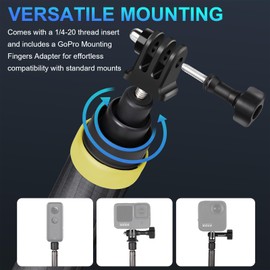 True Carbon Fiber selfie stick with Carry Case, 14 to 118 inches monopole waterproof monopod for Gopro Go pro hero 13 12 11 10 9 insta360 insta 360 x4 x3 x2 x ONE R RS accessories (Gold)