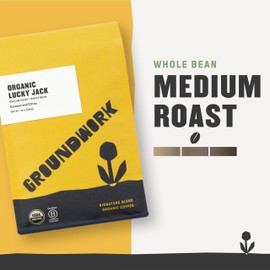 Groundwork Certified Organic Whole Bean Coffee, Lucky Jack, 12 oz Bag (Pack of 2)