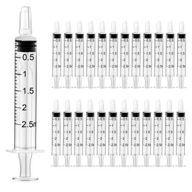 HXC 2ml Syringes 24 Pack Colostrum Syringe with Cap Plastic Syringes Sterile Dosing Syringe for Measuring, Syringe Individual Package for Labs,Pets Feeding Small Syringe for Oil or Glue (2ML)