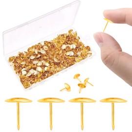 VAPKER 600 Count Thumb tacks Gold Push Pins 10mm/0.39inch Flat Steel Standard Thumb Tacks Metal Pushpins Office Tacks for Corkboard Office School