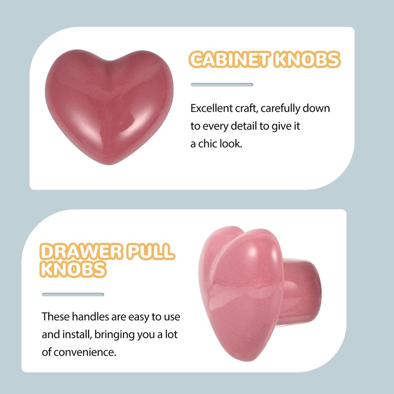 Tomaibaby 10Pcs Ceramic Drawer Knobs, Heart Shaped Door Knobs Cabinet