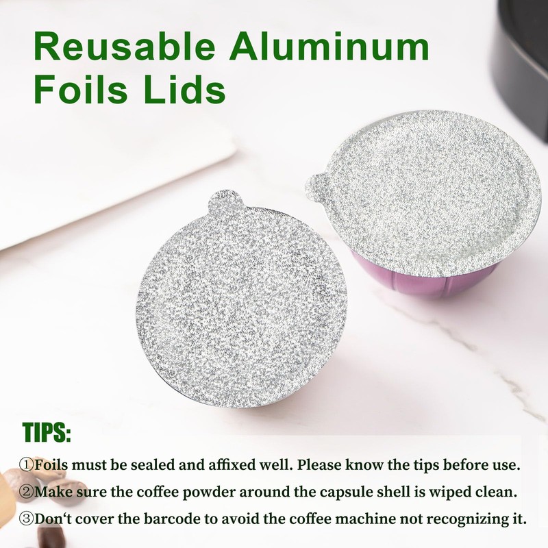 Clinuse Aluminum Foils Lids Seals for Nespresso Vertuo Pods, 100Pcs
