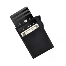 XIPOO Men's Credit Card Holder with Clasp to Keep Cards Not Falling Out: 6 Credit Card Slots, Coin Pocket and Key Clip - Minimalist Slim Design with RFID Protection, black, Modern