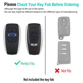 YONUFI for Subaru Key Fob Cover with Keychain Leather Smart Key Case for Outback Forester Crosstrek Impreza WRX BRZ Ascent 2014-2024 Keyless Remote Protector Holder (Black)