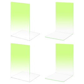 Honagu Book Ends, Acrylic Bookends, Clear Book Ends for Shelves,Desk Book Organizer, Book Holder Stand Decorative for Heavy Books, CDs, Video Games(2 Pair/4 Pieces, Gradient Yellow)