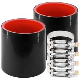 2Pcs ID 2-1/2 Inch High Temperature 4-Ply Reinforced Straight Silicone Hose Performance Coupler, Length 3 Inch with 4Pcs T-Bolt Clamps Suitable High Level Turbo Pipe Connecting