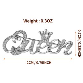 Yolev Queen Crown Brooch Pins for Women Girls Party Fashion Bling Luxury Fashion Rhinestone Crystal Lapel Pin Sweater Shawl Clip Accessories For Dress Clothing (silver)