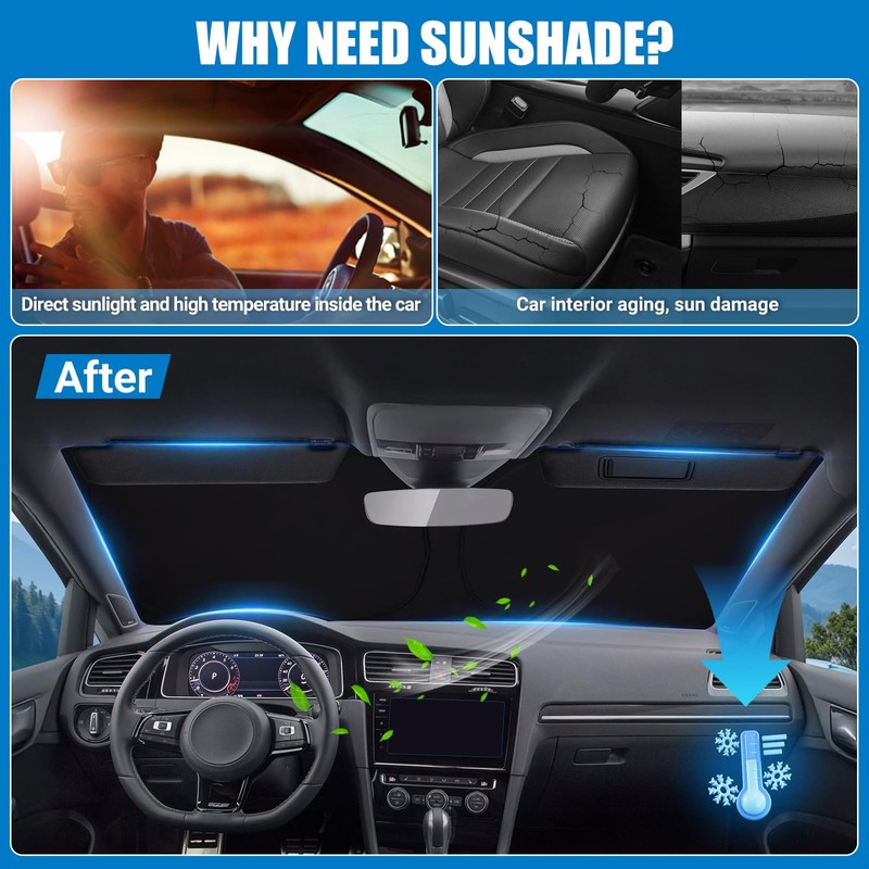 XCBYT Sun Protection Car Windscreen for Ford Fiesta 2017-2024, Thickened