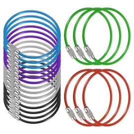 [PATIKIL] 20pcs 6.3" Length Wire Keychain Cable Stainless Steel Key Ring Loop, Multicolor