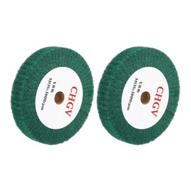sourcing map 2pcs 150x25x20mm 180 Grit Non-Woven Polishing Burnishing Wheel Nylon Wire Drawing Abrasive Flap Wheel for Surface Treatment Stainless Steel Copper Aluminum Green