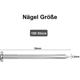 Dayalo Pack of 100 steel nails, 16 mm, nails, roofing felt nails, stainless steel A2 V2A, nails for wood and concrete walls