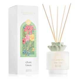 COCORRÍNA Gypsum Flower Reed Diffuser - Clean Linen Scent, 6.76 oz Oil with 8 Sticks, Long - Lasting Home Fragrance for Bathroom Décor