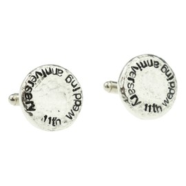 11th Wedding Anniversary Hammered Cuff-links for Husband, 11th Idea & Keepsake