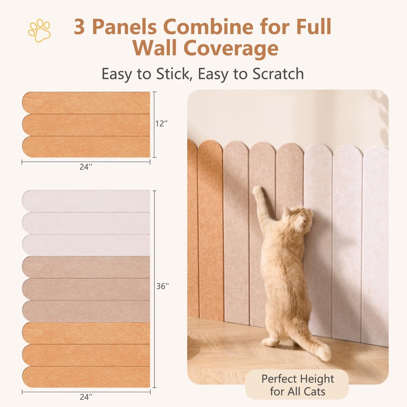 RizzQi Cat Wall Scratcher, 35” Felt Cat Scratch Pad with