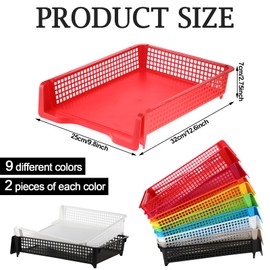 Kigley 18 Pcs Storage Tray Stackable Paper Tray Plastic Desk Letter Organizer Tray Colorful Office Desktop Document Paper Storage for Office Teacher Book Organization