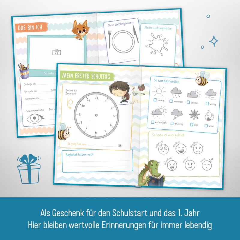 Endlich Schulkind! A5 memory album for school enrolment for boys