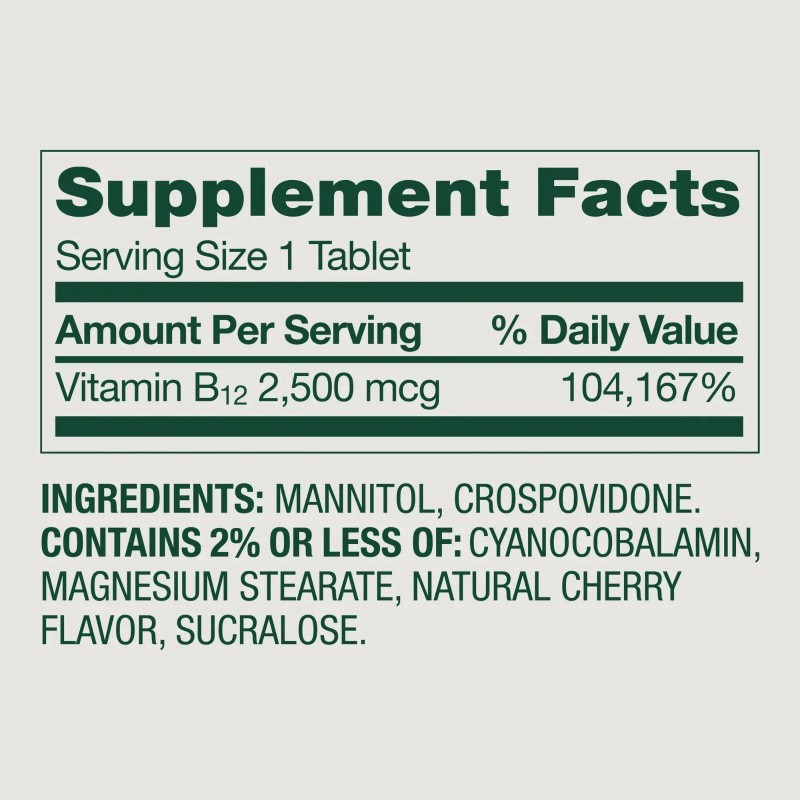 Spring Valley Vitamin B12 Quick Dissolve Tablets Supplement 2500 Mcg