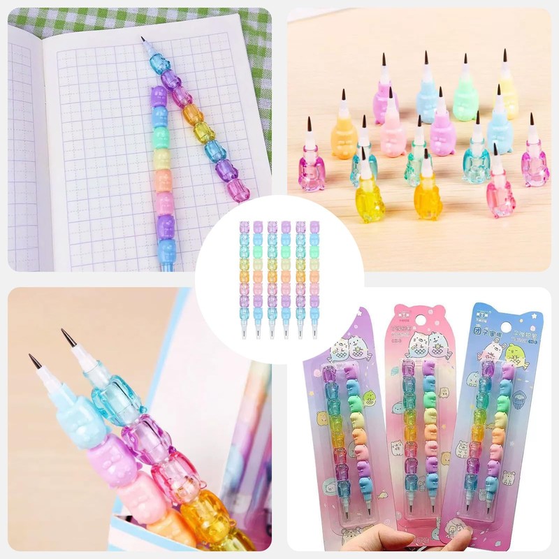 Coollooda Stackable Pencils (Set of 6) Funny Stackable Elementary School