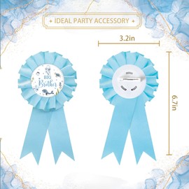 Under The Sea Big Brother Tinplate Badge Pin, Ocean Animal Brother to Pin, Whale Happy Birthday Button for Boy, Blue Rosette Birthday Boy Award Ribbon, Ocean World Birthday/Baby Shower Party Favors