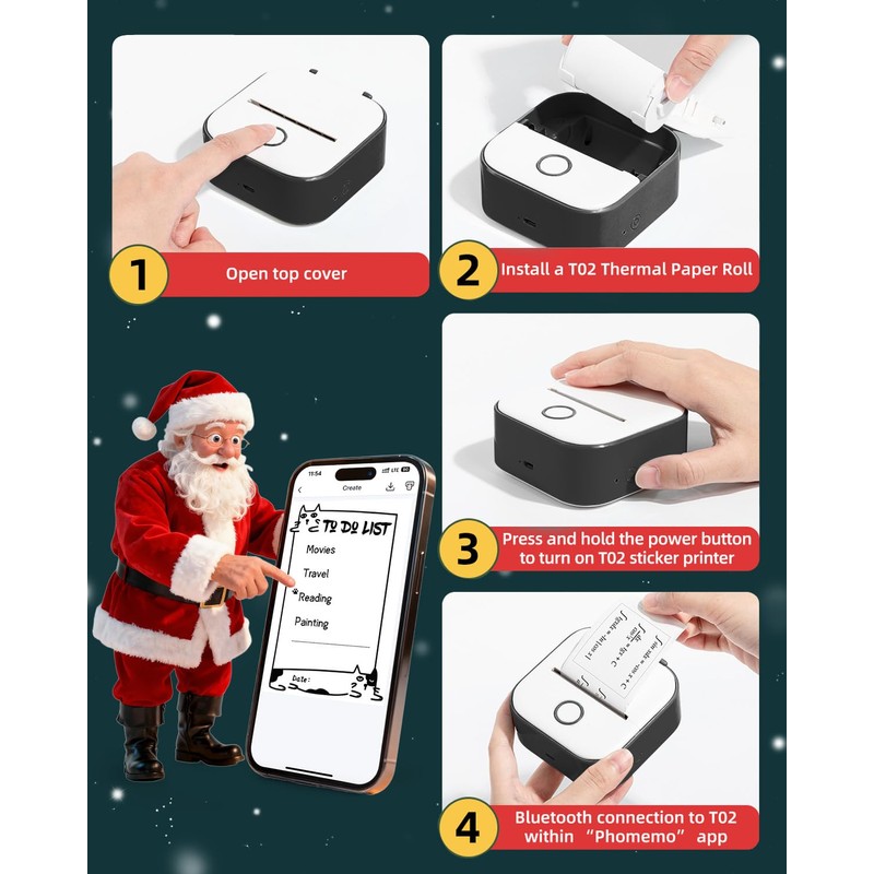 Mini Sticker Printer, T02 Print Pods Mini Printer Thermal Sticker