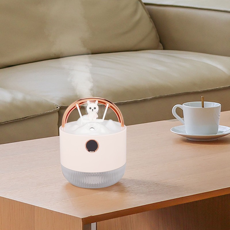 Mini Humidifier 600ml 40ml/H Dual Mode Bear On Swing Night