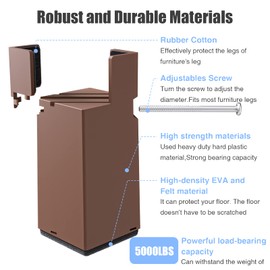 Sephyroth Adjustable Bed Risers Furniture Risers 4Pack with Screw Clamp Table Desk Chair Risers Bed Risers 4Inch Fit Furniture's Square/Round Leg Diameter from 0.8''–1.6''(4Inch Brown)