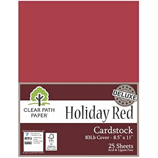 Deluxe Holiday Red Cardstock - 8.5 x 11 inch -