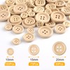 TUPARKA 255 PCS Wooden Buttons Mixed Size Natural Wooden Round