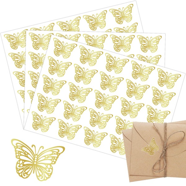 750pcs Butterfly Envelope Stickers, Gold Foil Butterfly Stickers Butterfly Envelope