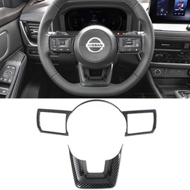 XITER 2PCS ABS Carbon Fiber Style Steering Wheel Cover Panel Frame Trim Controls Panel Cover for Nissan Rogue 2021 2022 2023 2024 2025 Interior Accessories