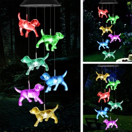 Dog Wind Chimes OkayGoo Solar Dog Light Unique Birthday Gifts for Women Solar Wind Chimes Color Changing Dog LED Light Outdoor Gifts for Mom Grandma