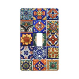 Talavera Mexican Tiles Light Switch Cover 1-Gang,Single Toggle Decorative Wall Plate Switch Wallplate Cover,Size 4.50" X 2.76"