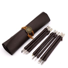 Stone Gravers 8 Pcs Manual Tungsten Steel Wood Chisel Set for Resin Carving, Woodworking and DIY