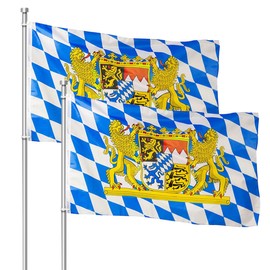 Pack of 2 Bavarian Flag, 90 x 150 cm, Bavarian Flag, Germany Bavarian Flag, Bavarian Flag with Brass Eyelets, Oktoberfest Decorative Flags for Indoor and Outdoor Use
