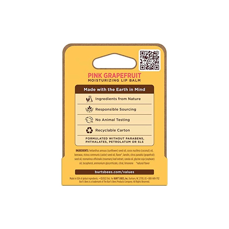 Burt's Bees Bálsamo labial 100% natural, caja de ampolla de