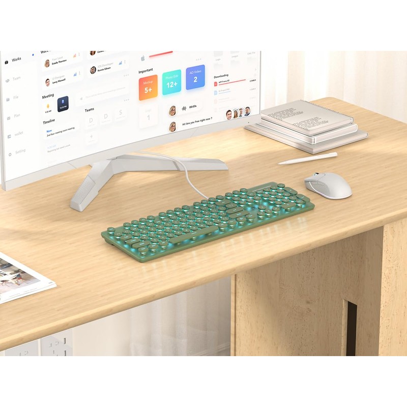 iRoboosta Full Size Blue Backlit Membrane Keyboard, 104 Keys Green