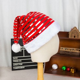 New Christmas Gold Velvet Santa Hat - Stripe Design (Model lf1334) Free Size/No.2 10ea