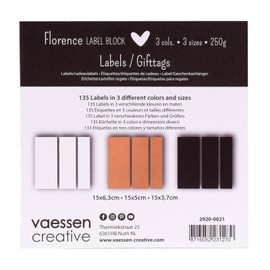 Florence 2920-0021 Kraft Paper Labels, 3 Sizes, White, Kraft Brown, Black, Kraft Box for Gift Tags, Price Tags, Decorating