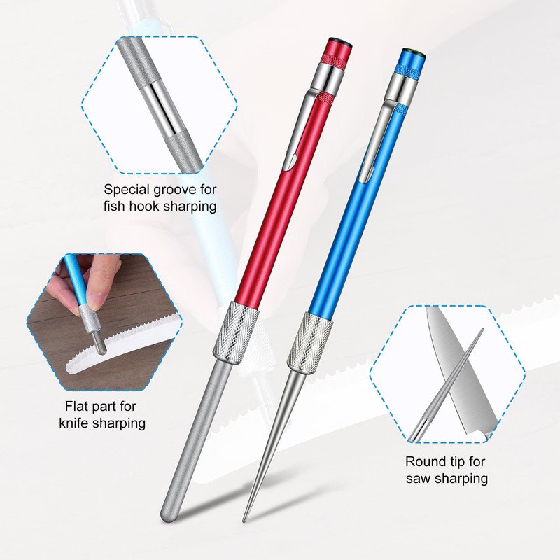 2 PCS Diamond Sharpening Rod, Pocket Knife Sharpener Rod Retractable
