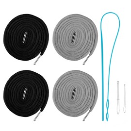 Cord for Jogging Bottoms, Pack of 4 130 cm Drawstring for Hoodie, Universal Polyester Band Drawstring, Cord Ends, Metal Replacement Strings with 3 Threaders, for Hoodies, Jackets, Sweatshirts,