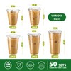 APSIC Clear Plastic Cups with Flat Lids, 50 Sets 24oz