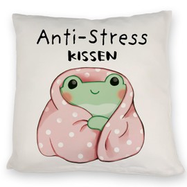 Frog in Pink Blanket Cushion with Saying Anti-Stress Cushion Relaxing Decorative Cushion in Kawaii Design - Cute Relax Bed Accessory for Anti-Stress Relaxation